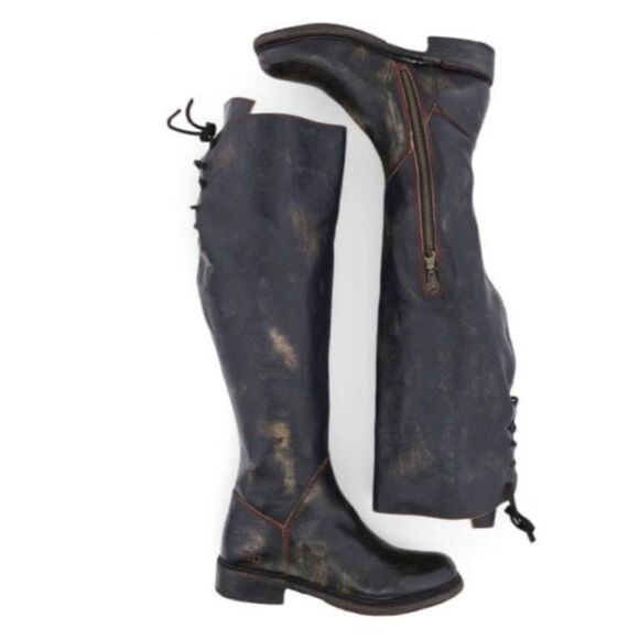 Bed Stu Manchester tall dark brown distressed leather riding boots - Picture 1 of 14